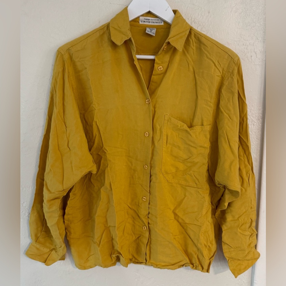 Vintage 80s 90s Express Compagnie Internationale Mustard Button Down Shirt Boxy